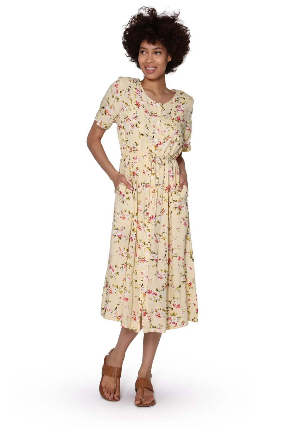 La Cera™ Vestido De Manga Corta Con Botones En La Parte Delantera La Cera De Ta