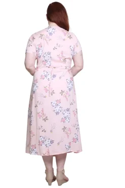 La Cera™ Vestido De Manga Corta Con Botones En La Parte Delantera La Cera De Ta