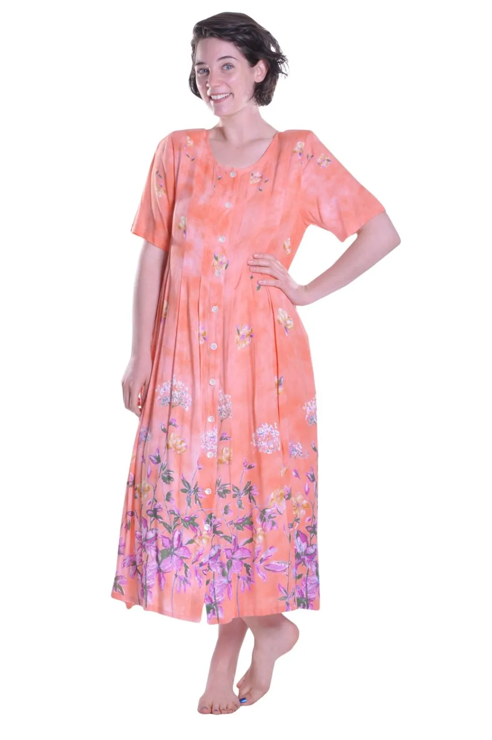 La Cera™ Vestido De Manga Corta Con Botones En La Parte Delantera La Cera