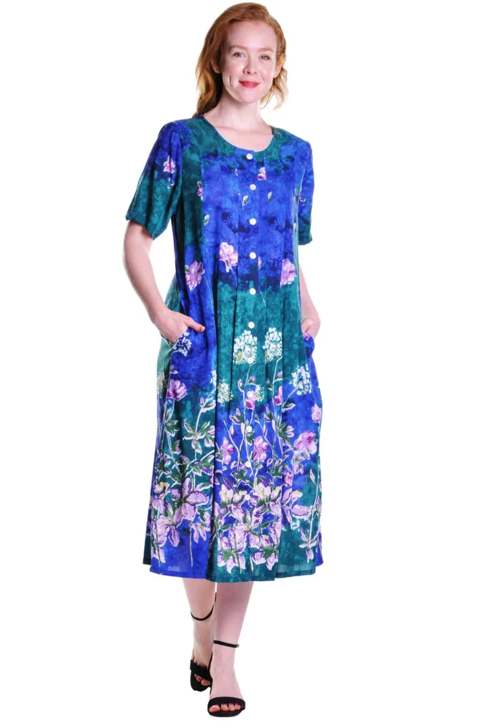 La Cera™ Vestido De Manga Corta Con Botones En La Parte Delantera La Cera
