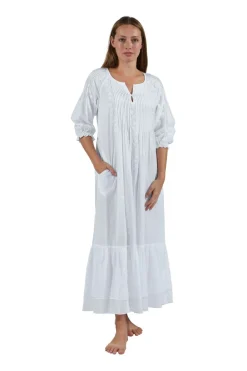 La Cera™ Vestido De Manga Larga Bordado 100% Algodon