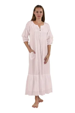 La Cera™ Vestido De Manga Larga Bordado 100% Algodon