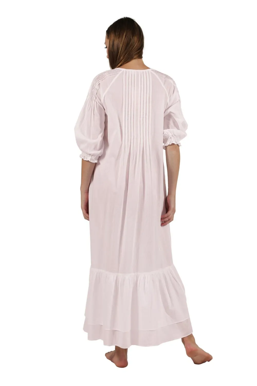 La Cera™ Vestido De Manga Larga Bordado 100% Algodon