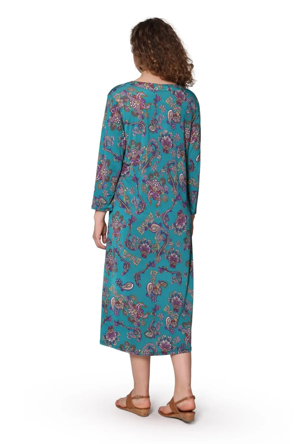 La Cera™ Vestido De Manga Larga Con Estampado Paisley De La Cera