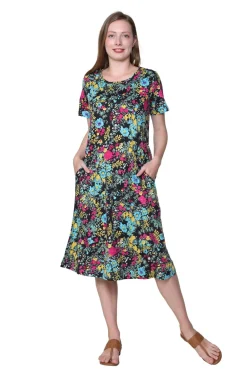 La Cera™ Vestido De Punto Acampanado Con Estampado Floral De La Cera