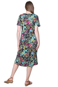 La Cera™ Vestido De Punto Acampanado Con Estampado Floral De La Cera