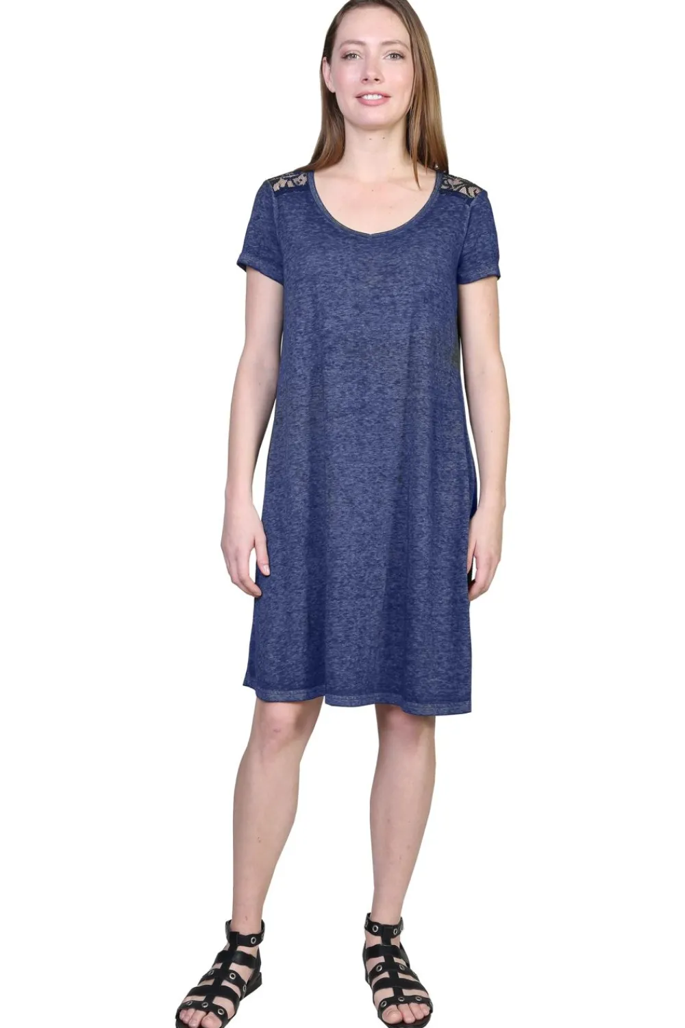 La Cera™ Vestido De Punto Suave Y Flexible De Talla Grande Con Ribete De Encaje