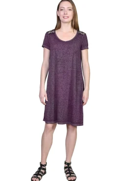 La Cera™ Vestido De Punto Suave Y Flexible De Talla Grande Con Ribete De Encaje