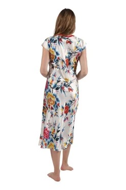 La Cera™ Vestido De Raso Floral Multicolor