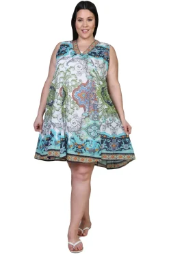 La Cera™ Vestido De Talla Grande Con Estampado De Cachemira Sin Mangas De La Ce