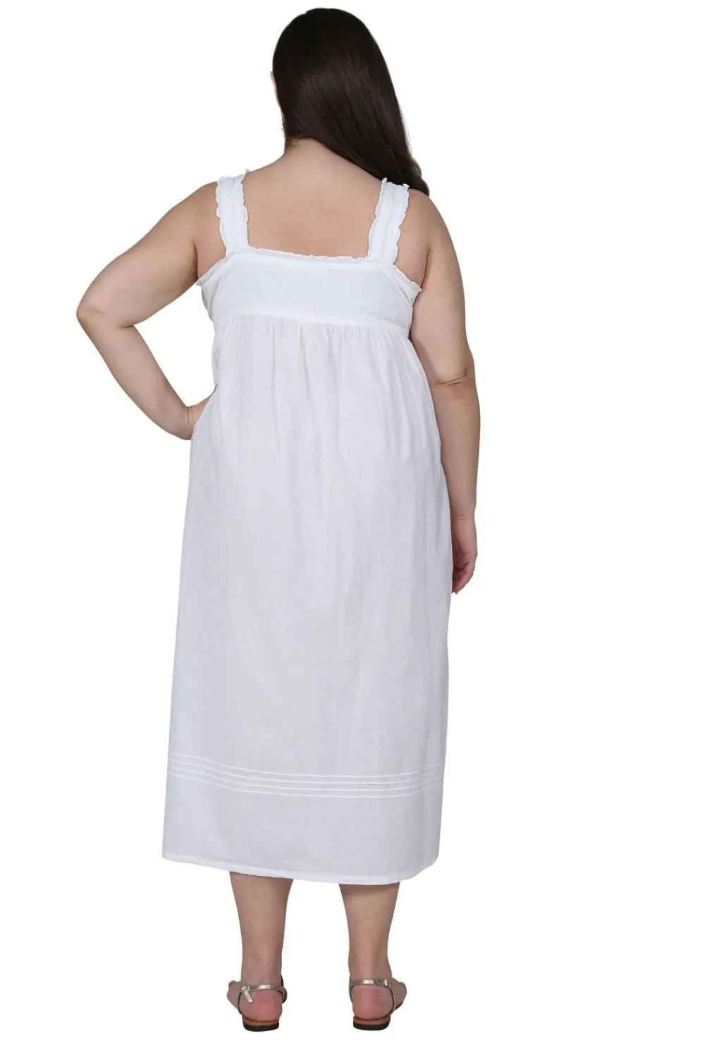 La Cera™ Vestido Estilo Pichi Sin Mangas Con Bordado De Talla Grande La Cera