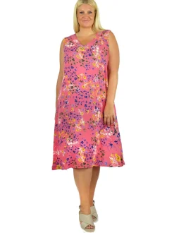 La Cera™ Vestido Floral Vibrante Sin Mangas Con Cuello En V La Cera - Talla Gra