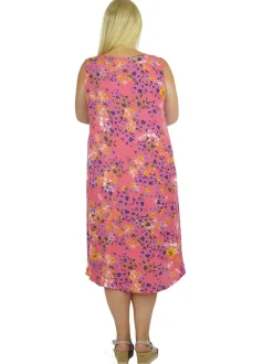 La Cera™ Vestido Floral Vibrante Sin Mangas Con Cuello En V La Cera - Talla Gra