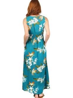 La Cera™ Vestido Largo De Rayon Sin Mangas Con Estampado Floral D