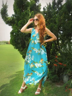 La Cera™ Vestido Largo De Rayon Sin Mangas Con Estampado Floral D