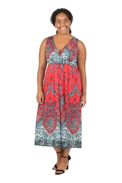 La Cera™ Vestido Largo De Talla Grande Con Estampado De Cachemira Sin Mangas De