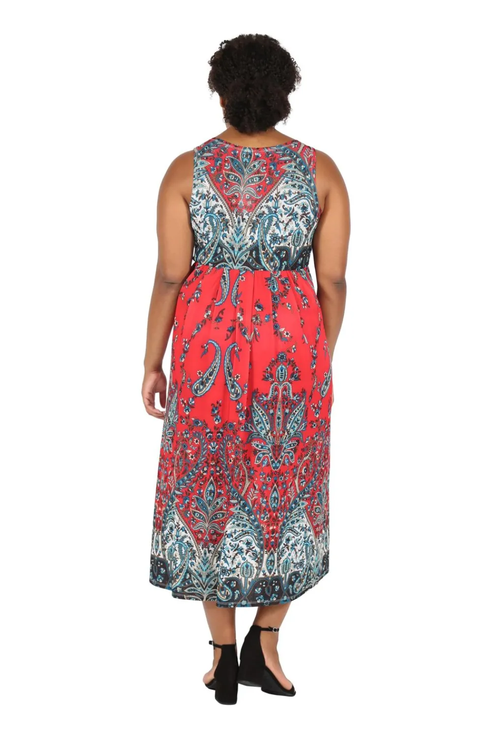 La Cera™ Vestido Largo De Talla Grande Con Estampado De Cachemira Sin Mangas De