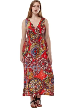 La Cera™ Vestido Largo Sin Mangas Con Cuello En V De La Cera